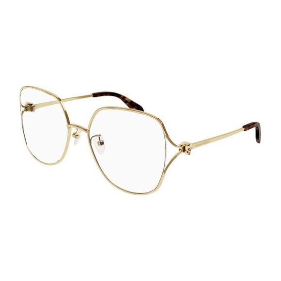 NEW ALEXANDER MCQUEEN EYEGLASSES AM0368O 002  WOMEN GOLD EYEWEAR - Picture 1 of 3